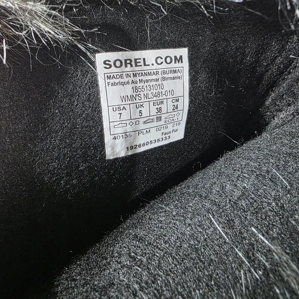 Sorel Joan of Arctic Black Waterproof Winter‎ Snow Boots Faux Fur Mens 7